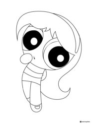 Bubbles Powerpuff Girl with flowing pigtails Coloring Sheet