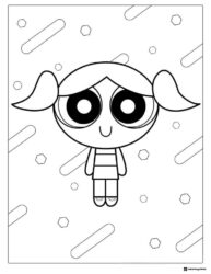 Bubbles Powerpuff Girl with geometric shapes Coloring Page