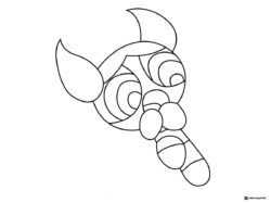 Buttercup Powerpuff Girl in dynamic pose Coloring Sheet