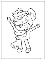 Calypso Coloring Sheet with Raised Arms in Joy
