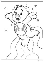 Care Bear Coloring Page Flying with Rainbow Trails