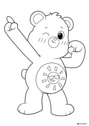 Care Bear Coloring Page Winking and Pointing