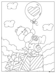 Care Bear Coloring Page with Balloon and Gift