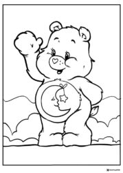 Care Bear Coloring Page with Moon and Star Badge