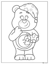 Care Bear Coloring Page with Sleep Cap and Star