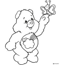 Care Bear Coloring Page with a butterfly