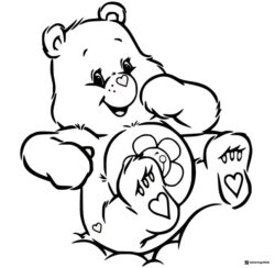 Care Bear Coloring Page with a flower on its belly