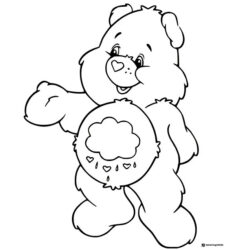 Care Bear Coloring Page with a raining cloud on its belly