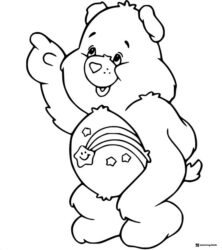 Care Bear Coloring Page with a shooting star on its belly