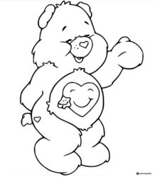 Care Bear Coloring Page with a smiling heart on its belly