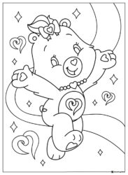 Care Bear Coloring Page with heart bow and necklace