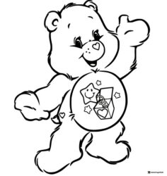 Care Bear Coloring Page with stars and jack in the box