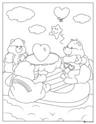 Care Bears Coloring Page Sitting Around Heart Table