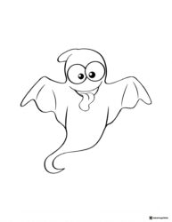 Cartoon Ghost Coloring Page with Tongue Sticking Out