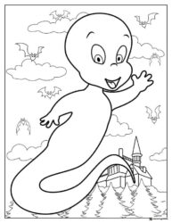 Casper the friendly ghost and haunted house coloring page