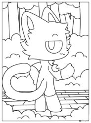 CatNap Coloring Page in a forest setting 1
