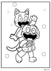 CatNap and DogDay walking coloring page 1