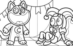 CatNap and a jester with party banners 1