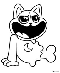 CatNap holding a bone coloring page 1