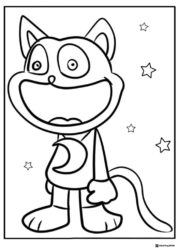 CatNap looking up with stars coloring page 1