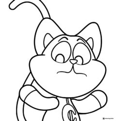 CatNap looking worried coloring page 1