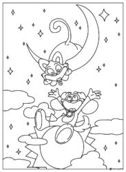 CatNap on moon DogDay on cloud coloring page 1