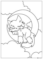 CatNap sleeping on a moon surrounded by clouds 1
