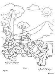 Catnap Dogday and another character outdoors Coloring Page 1