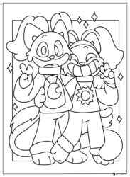Catnap and another character in a frame Coloring Page 1