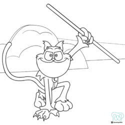 Catnap holding a stick Coloring Page 1