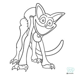 Catnap leaning forward with large claws Coloring Page 1