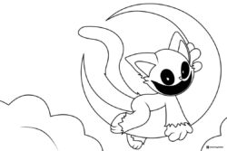 Catnap on the crescent moon Coloring Page 1