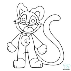 Catnap standing and smiling happily Coloring Page 1