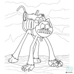 Catnap with a backpack and sharp teeth Coloring Page 1