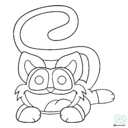 Catnap with a curled tail and smiling Coloring Page 1