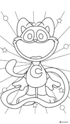 Catnap with rays and stars background Coloring Page 1