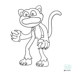 Catnap with wide open mouth and sharp claws Coloring Page 1