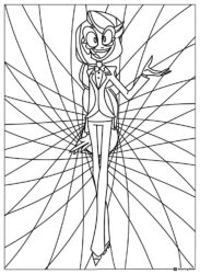 Charlie Hazbin Hotel Coloring Page with radial lines