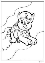 Chase Coloring Page Flying with Jetpack