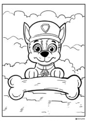 Chase Coloring Page Holding Bone Banner