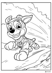 Chase Coloring Page Running with Speed Lines and Police Hat