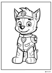 Chase Coloring Page Sitting with Police Hat