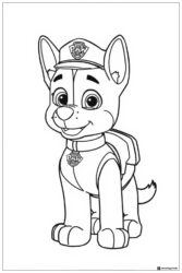 Chase Coloring Page Wearing Police Pup Uniform
