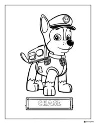 Chase Coloring Page in Police Uniform with Name Tag