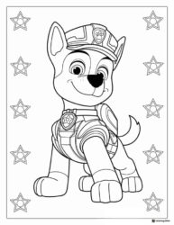 Chase Coloring Page in Uniform with Stars Border Design