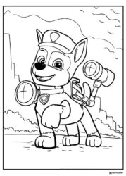Chase Coloring Page with Megaphone and Net Launcher