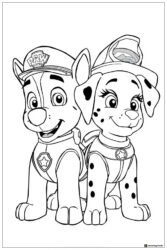 Chase and Marshall Coloring Page Sitting Together