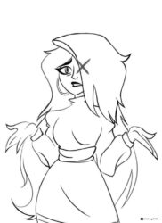 Cherri Bomb Hazbin Hotel Coloring Page shrugging