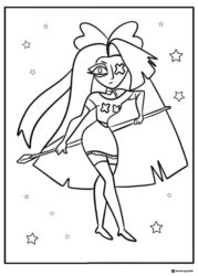 Cherri Bomb Hazbin Hotel Coloring Page with stars