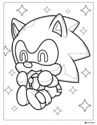 Chibi Sonic Cuddling Rings Coloring Page